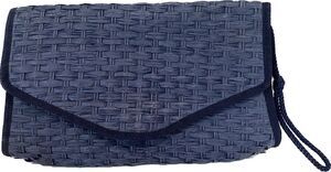Mister Ernest Vintage Clutch Straw Woven Navy Purse Wristlet Envelope Summer